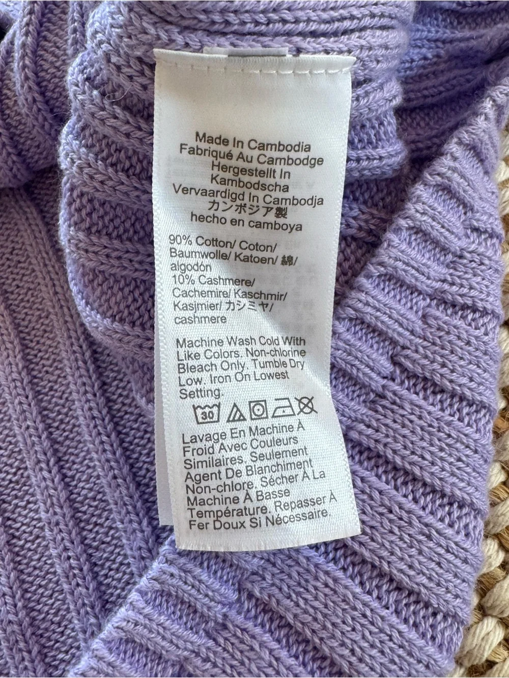 J. Crew Cotton-blend short-sleeve turtleneck sweater Hampton Purple size large